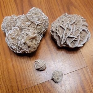 4 Raw Desert Rose Selenite Gypsum Rosettes Clusters AKA Natural Sand Rose Stone